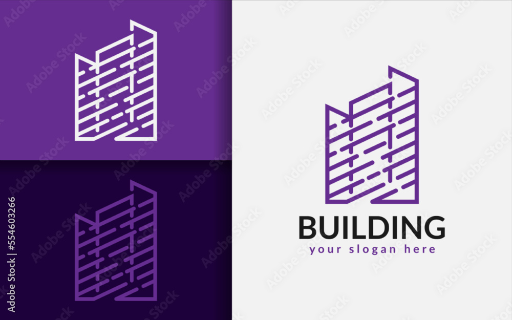 Poster Abstract Minimalist Building Logo Design with Geometric Lines Combination Concept.