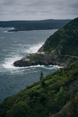 Historic Fort Amherst and lighthouse at The Narrows leading to St. John's, Newfoundland and Labrador, Canada