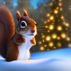 Squirrel with Christmas tree