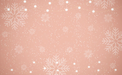 merry christmas and happy new year. Gold glitter snowflake pink background