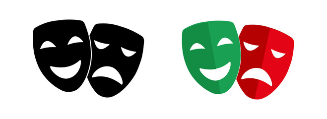 theatrical masks. Comedy and tragedy masks. Stock Vector