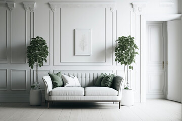 living room interior background. Front view. Generative AI
