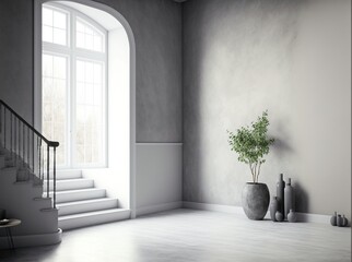 Modern room interior background, room mock up in modern style, empty wall mockup.