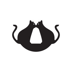 Circle cat animal logo template design . icon logo . silhouette logo 