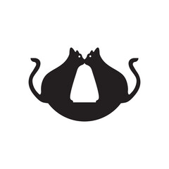 Circle cat animal logo template design . icon logo . silhouette logo 