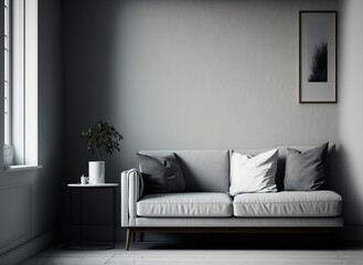 Modern room interior background, room mock up in modern style, empty wall mockup.