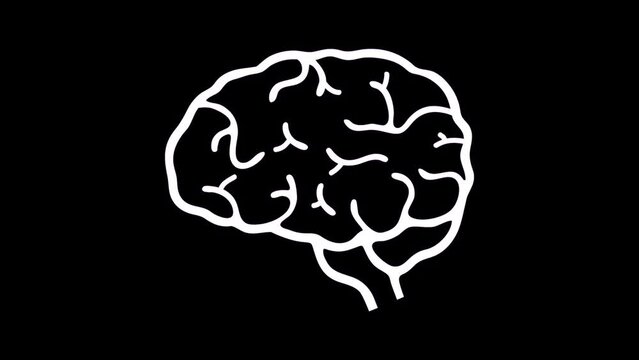 Abstract human brain animation loop on dark background.