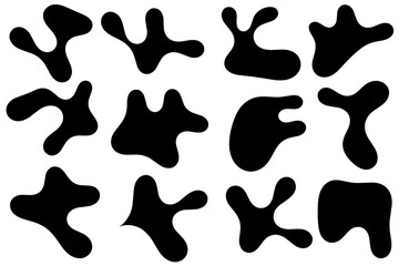 Organic abstract random shapes of blob using three outline for template design element or background design. Blob, black outline, simple line, aesthetic line, melted shapes, blob outline set vector