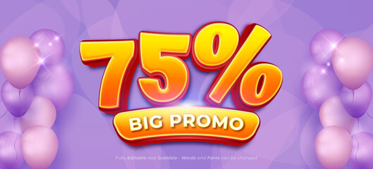 75% big promo flash sale design with editable number on gradient background