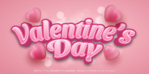 Editable text effect Valentine's day with 3d heart background