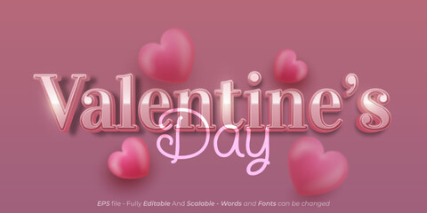 Editable text effect valentine's with three dimension text style
