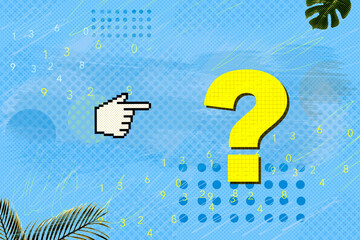 Creative collage finger pointer cursor and question 