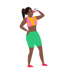 african american athletic girl drinking protein shake vector illustration