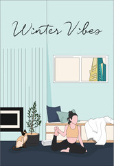 Winter Vibes: A person exercising at home in winter