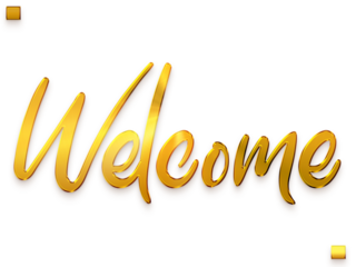 Welcome Text in Transparent PNG Typography Glowing Golden Text
