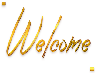 Welcome Text in Transparent PNG Brush Stylish Cursive Alphabetical Glowing Golden Text