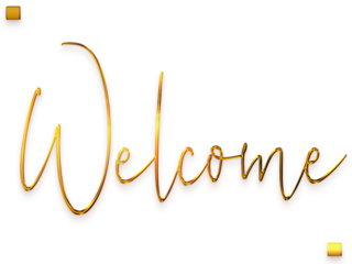 Welcome Text in Transparent PNG Stylish Cursive Calligraphy Glowing Golden Text
