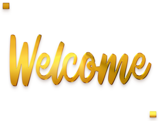 Welcome Text in Transparent PNG Bold Alphabetical Glowing Golden Text