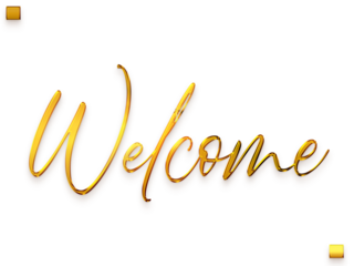 Welcome Text in Transparent PNG Brush Stylish Cursive Alphabetical Glowing Golden Text