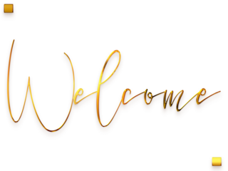 Welcome Text in Transparent PNG Stylish Cursive Calligraphy Glowing Golden Text