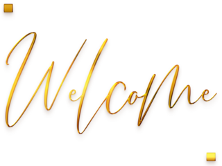 Welcome Text in Transparent PNG Stylish Cursive Alphabetical Glowing Golden Text