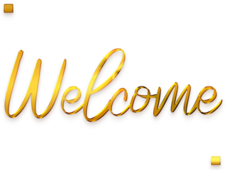 Welcome Text in Transparent PNG Alphabetical Glowing Golden Text