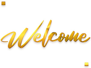 Welcome Text in Transparent PNG Bold Alphabetical Glowing Golden Text