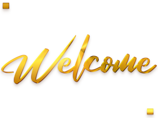 Welcome Text in Transparent PNG Bold Alphabetical Glowing Golden Text