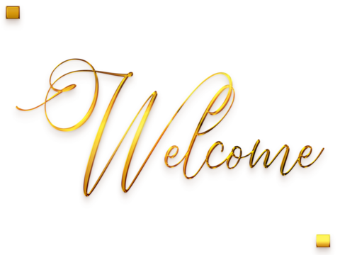 Welcome Text in Transparent PNG Stylish Cursive Typography Glowing Golden Text