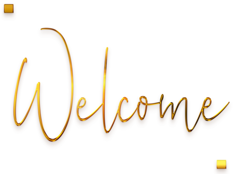 Welcome Text in Transparent PNG Stylish Cursive Calligraphy Glowing Golden Text