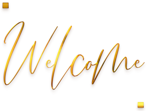 Welcome Text in Transparent PNG Stylish Cursive Alphabetical Glowing Golden Text