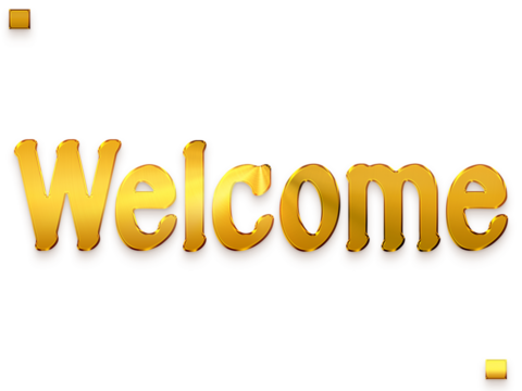 Welcome Text in Transparent PNG Bold Bold Alphabetical Glowing Golden Text