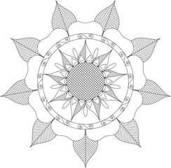 Mandala for coloring with leaves