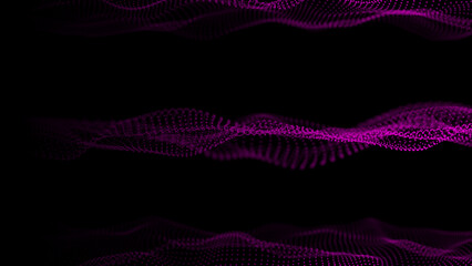 Wave of dots and weave lines. Abstract background. Network connection structure. 3d rendering.