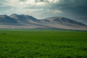 landscape with sky and clouds and mountains 