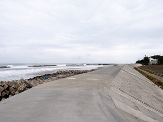 福島県双葉町の海岸　帰宅困難地域付近　前田川の河口付近　2022年11月