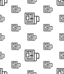 Newspaper Icon Seamless Pattern, Current Events, Information, Politics, Business, Sports News Periodical Publication
