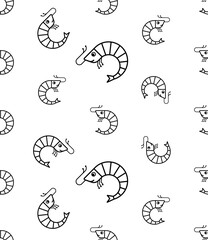 Shrimp Icon Seamless Pattern