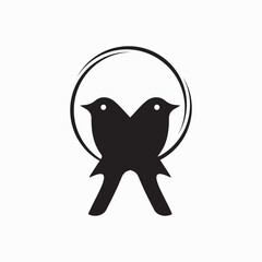 Circle bird animal logo template design . icon logo . silhouette logo 