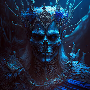 The icy dead king of zombies looks at us with a piercing chilling gaze. Digital art