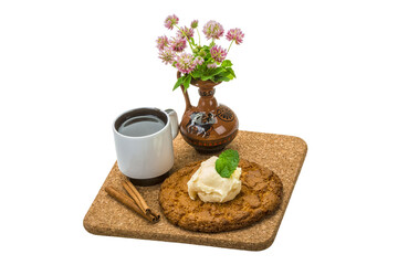 Breakfast wirh coffee and cookie