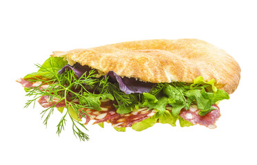 Bread with sausages and salad