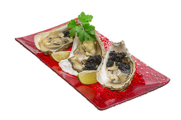 Oysters with black cavair