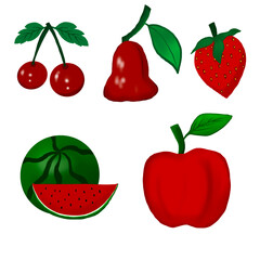 Nice red fruit set PNG 