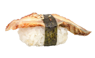 Eel sushi Isolated over white.