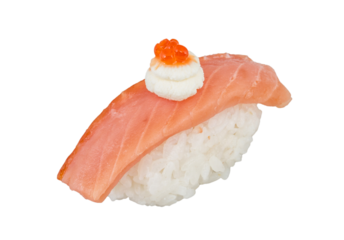 salmon sushi with white background