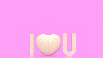 I love you wood text for love or holiday concept 3d rendering