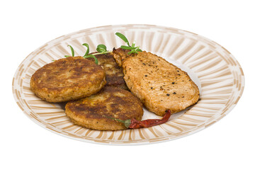 Potato cutlet with pork steak