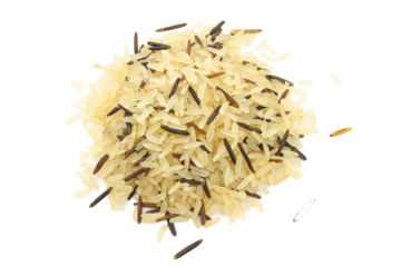 Closeup of long rice mixed with wild rice
