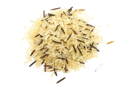 Closeup of long rice mixed with wild rice